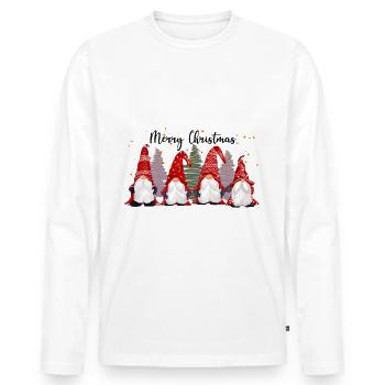 Gnome Merry Christmas | Frohe Weichnachten Wichtel - Männer Premium Bio Langarmshirt - Weiß - Vorne - Nico (187cm)
