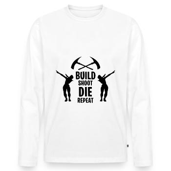 Battle Royale - Build Shoot The Repeat - T-shirt manches longues Premium bio Homme - blanc - Devant - Nico (187cm)