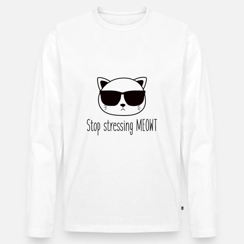 Coole Katze - Männer Premium Bio Langarmshirt - Weiß