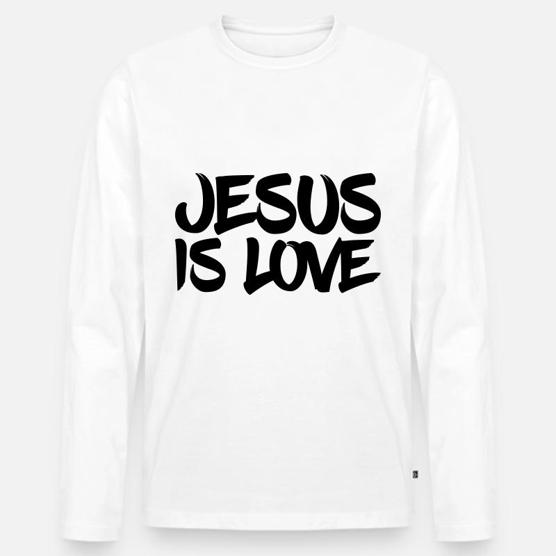 JESUS IS LOVE - Männer Premium Bio Langarmshirt - Weiß