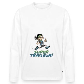 le trail running est un super ultra trail runner - T-shirt manches longues Premium bio Homme - blanc - Devant - Nico (187cm)