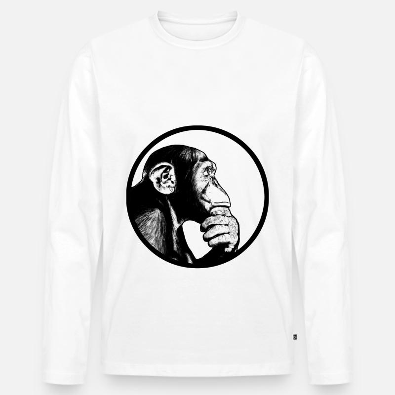 Denke nach Affe Schimpanse - Männer Premium Bio Langarmshirt - Weiß