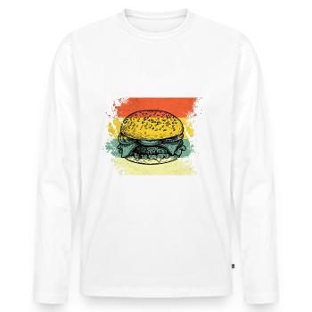 Burger Fast Food Retro Vintage USA - T-shirt manches longues Premium bio Homme - blanc - Devant - Nico (187cm)