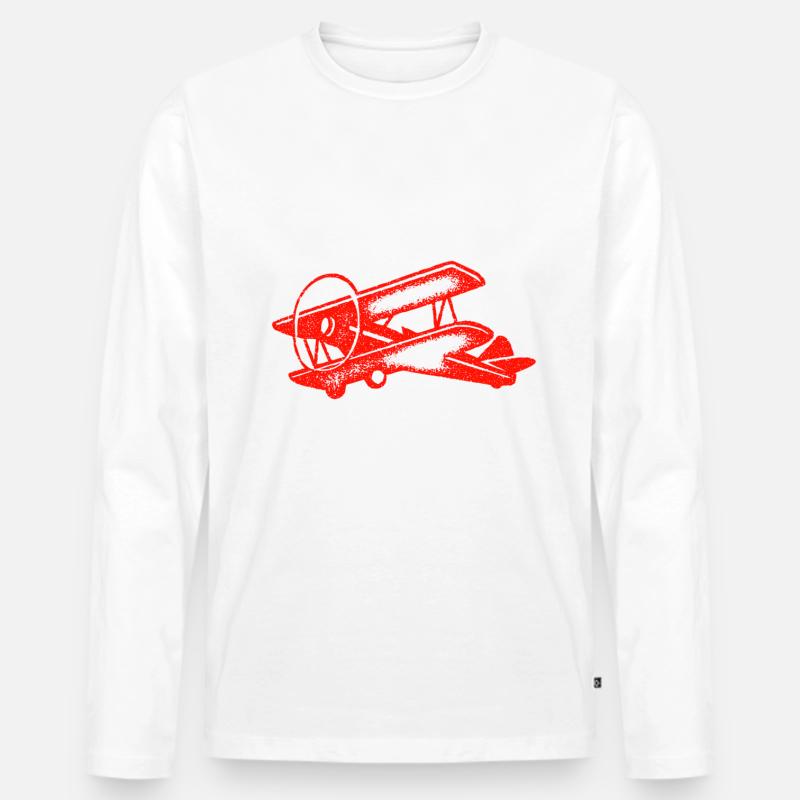 Flugzeug - Männer Premium Bio Langarmshirt - Weiß