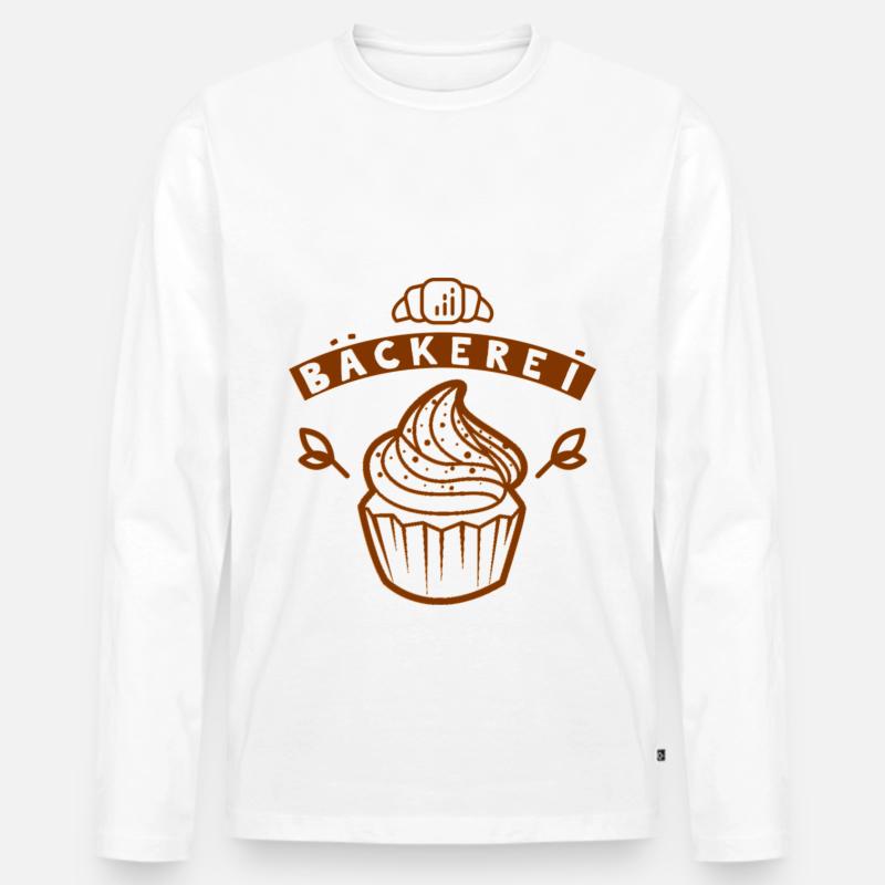 Bäckerei Cupcake - Männer Premium Bio Langarmshirt - Weiß