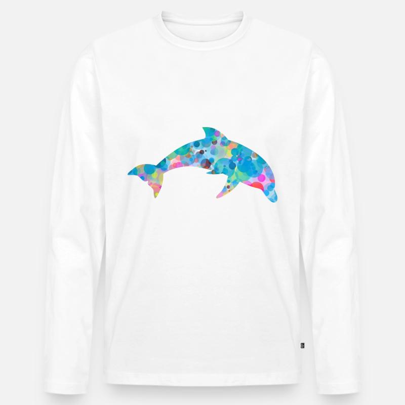 Delfin - Männer Premium Bio Langarmshirt - Weiß