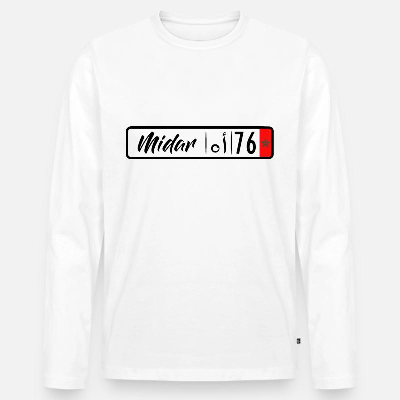 Midar 76 Nummernschild - Männer Premium Bio Langarmshirt - Weiß