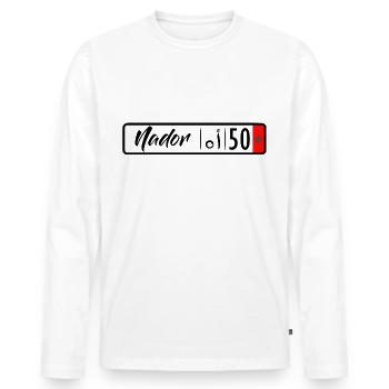 Plaque d'immatriculation Nador 50 - T-shirt manches longues Premium bio Homme - blanc - Devant - Nico (187cm)