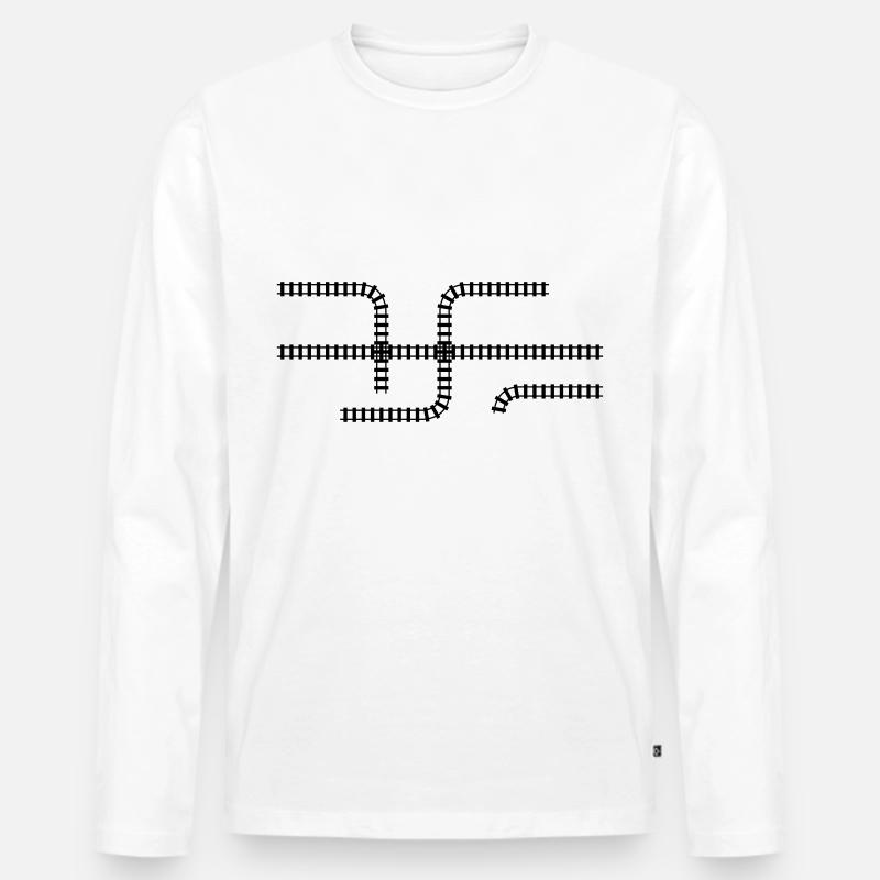 Bahngleise - Männer Premium Bio Langarmshirt - Weiß