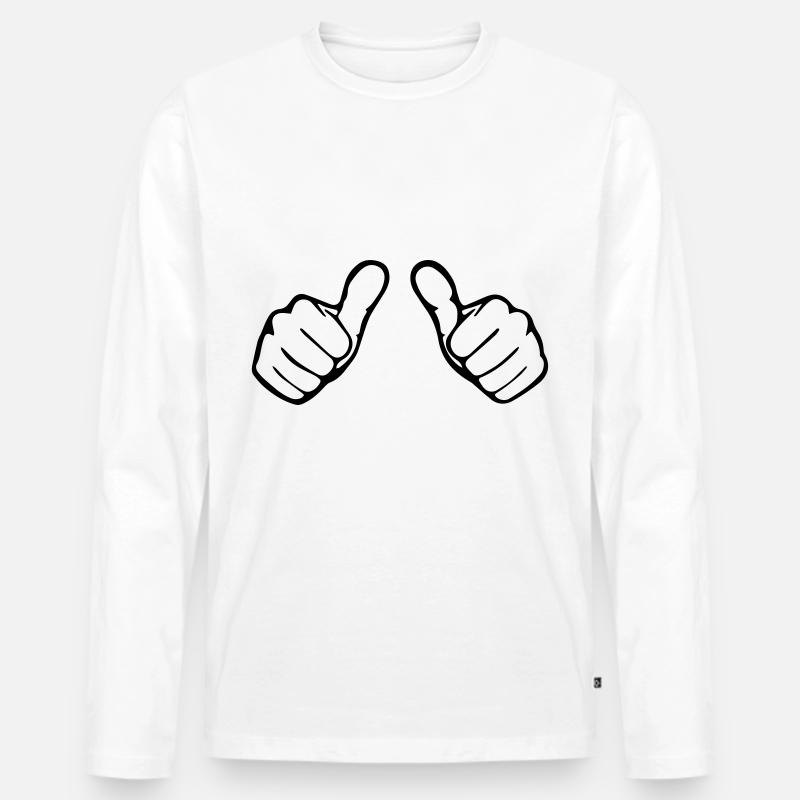 Daumen - Männer Premium Bio Langarmshirt - Weiß