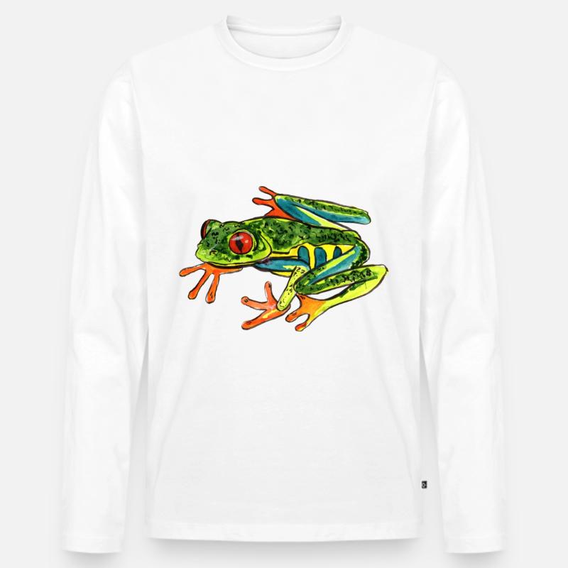 Frosch - Männer Premium Bio Langarmshirt - Weiß