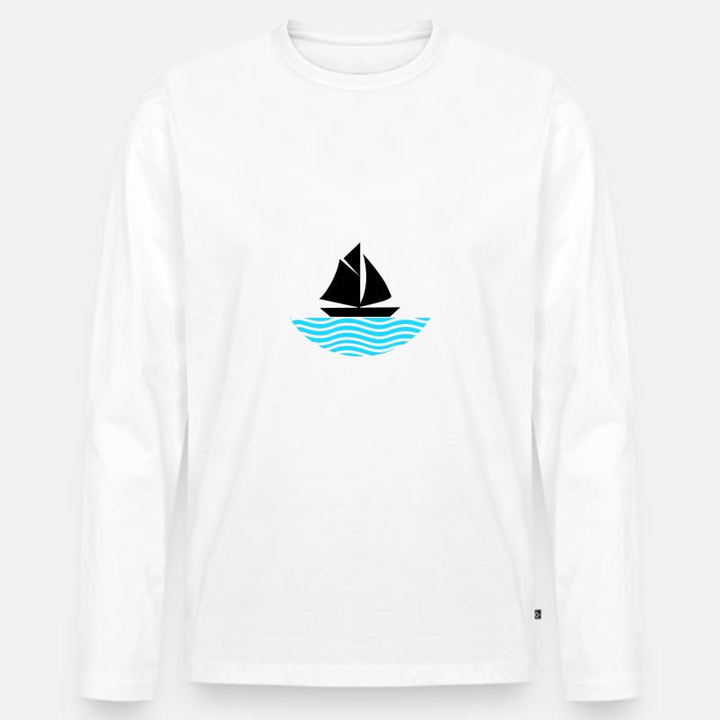 Boot - Männer Premium Bio Langarmshirt - Weiß