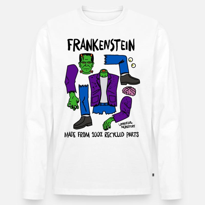 Universal Monsters Körperteile Von Frankenstein - Männer Premium Bio Langarmshirt - Weiß