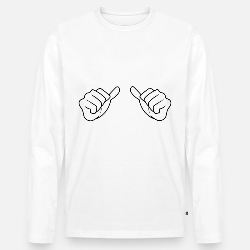 Daumen - Männer Premium Bio Langarmshirt - Weiß