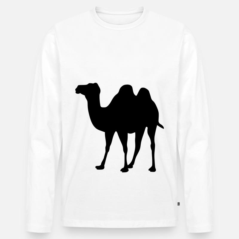 Kamel - Männer Premium Bio Langarmshirt - Weiß