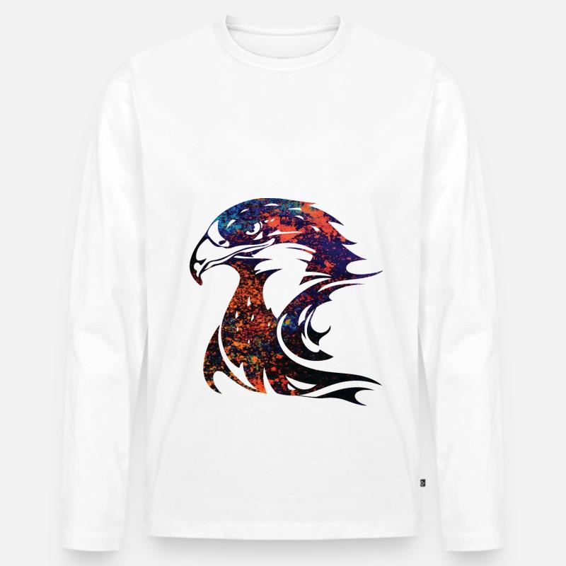 gefleckter Adler Kopf - Männer Premium Bio Langarmshirt - Weiß