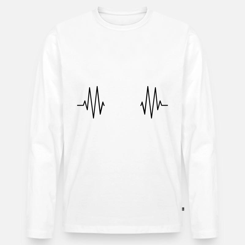 Heartbeat Personalisierung Symbol - Männer Premium Bio Langarmshirt - Weiß