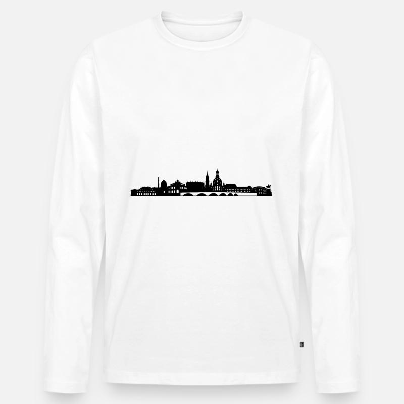 Dresden - Männer Premium Bio Langarmshirt - Weiß