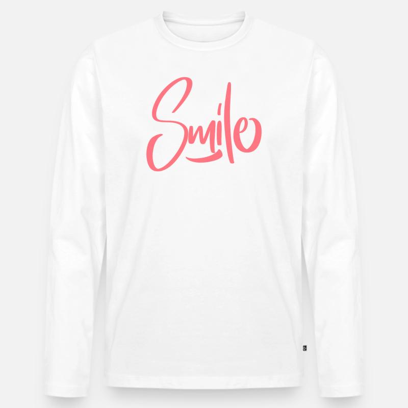 Smile - Männer Premium Bio Langarmshirt - Weiß