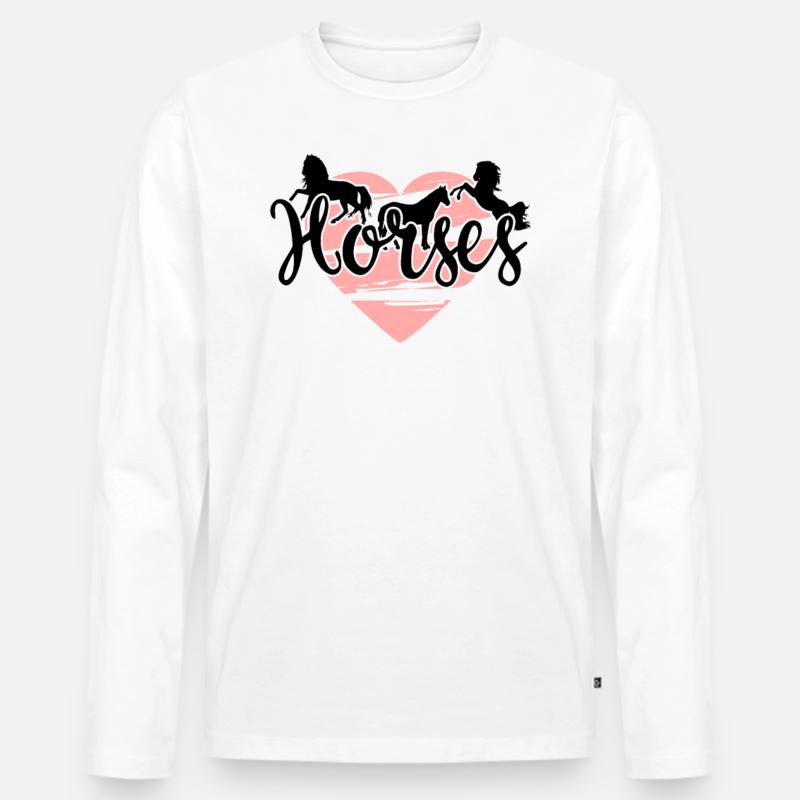 Pferde-HORSES - Männer Premium Bio Langarmshirt - Weiß