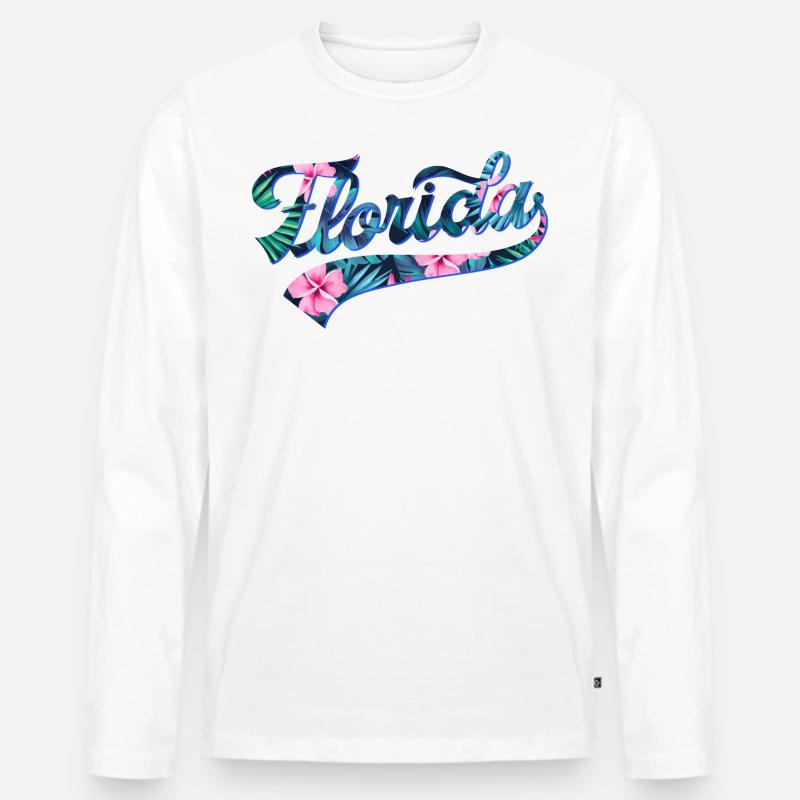 Florida Tropic Swoosh - Männer Premium Bio Langarmshirt - Weiß
