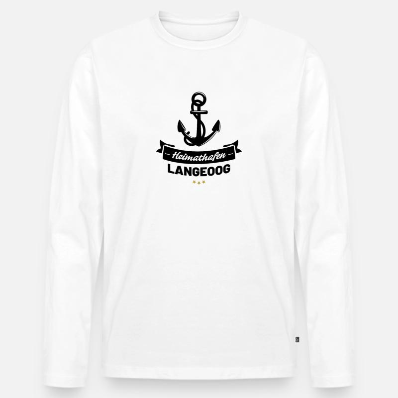 Heimathafen Langeoog - Männer Premium Bio Langarmshirt - Weiß