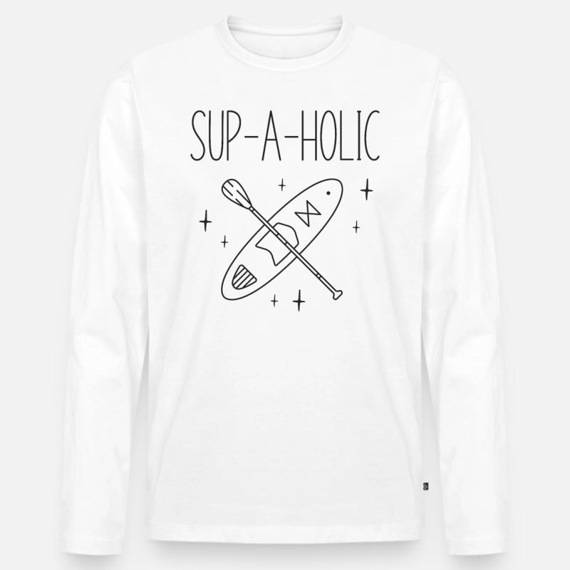 SUP Paddleboard Sup-A-Holic - Männer Premium Bio Langarmshirt - Weiß