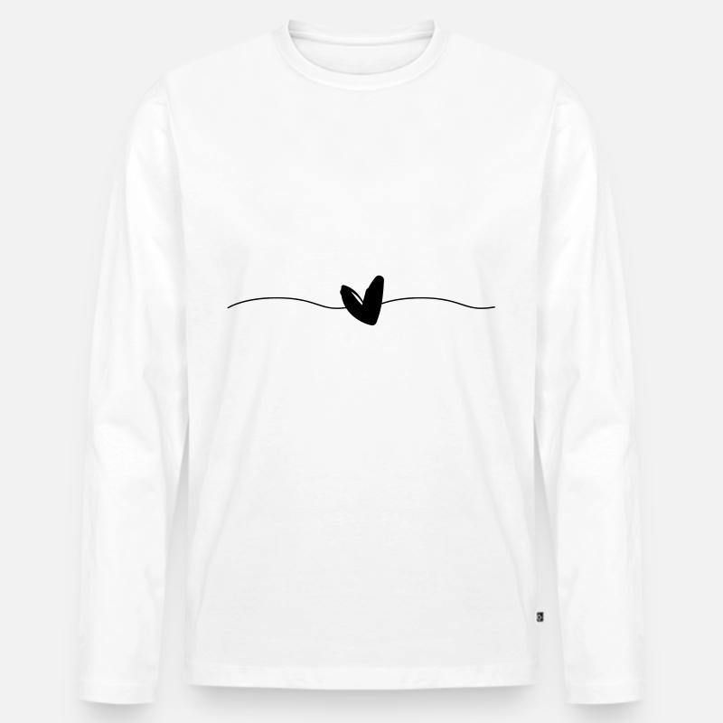 Herz Linie Symbol - Männer Premium Bio Langarmshirt - Weiß