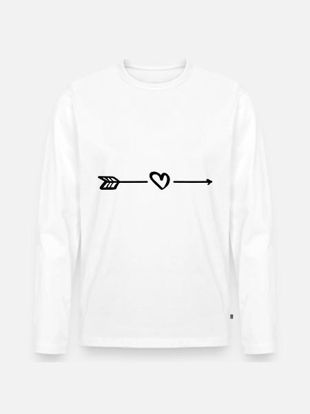 Herzpfeil Herz - Männer Premium Bio Langarmshirt - Weiß