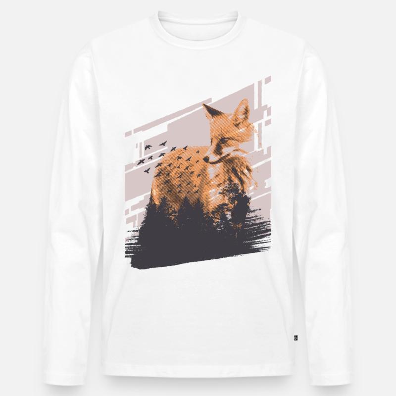 Fuchs - Männer Premium Bio Langarmshirt - Weiß