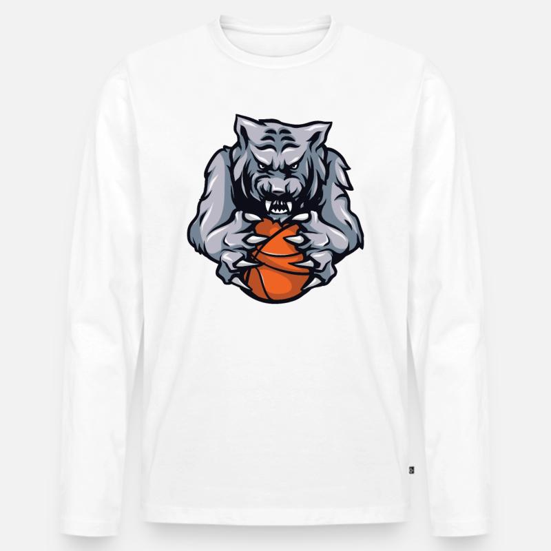 Wolf Werwolf Basketball - Männer Premium Bio Langarmshirt - Weiß