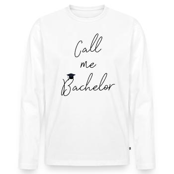 Bachelor Graduation Uni Fille Cadeau Cadeau - T-shirt manches longues Premium bio Homme - blanc - Devant - Nico (187cm)