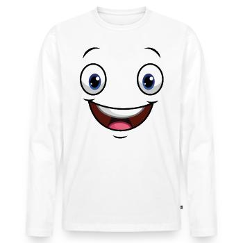 Visage Mimic Drôle Drôle Drôle - T-shirt manches longues Premium bio Homme - blanc - Devant - Nico (187cm)
