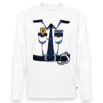 Policeman Police Carnival Mardi Gras Uniform Costume - Men's Premium Organic Long Sleeve Shirt - white - Front - Nico (187cm)