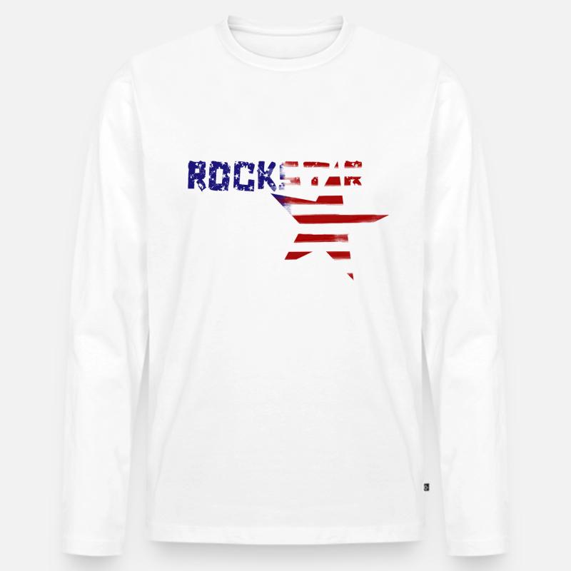 US Rock Star - Männer Premium Bio Langarmshirt - Weiß