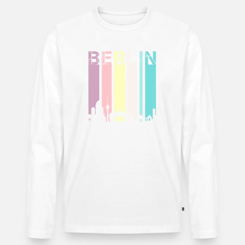 Berlin - Männer Premium Bio Langarmshirt - Weiß