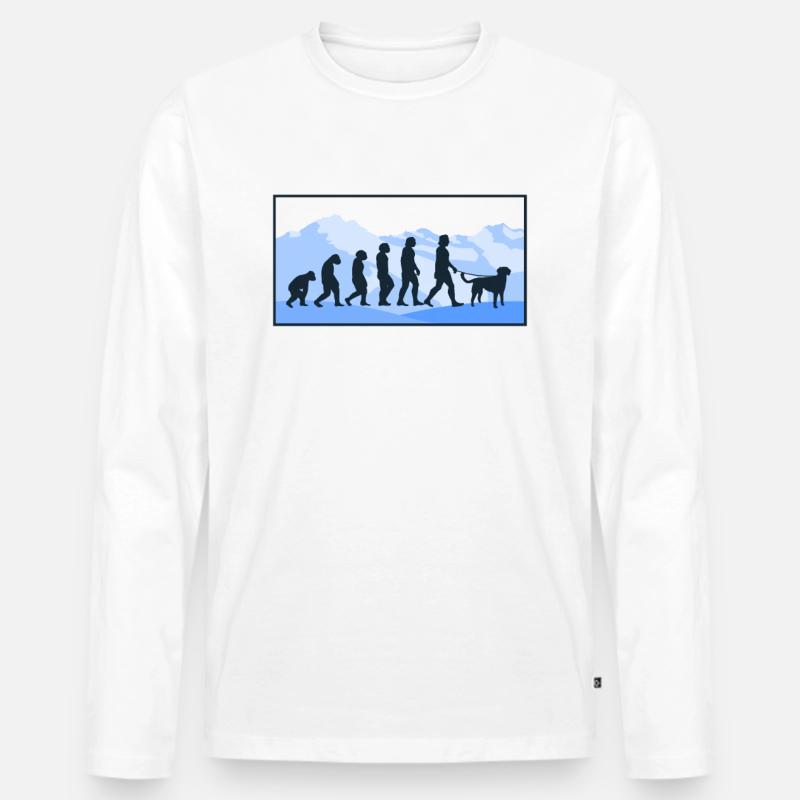 Kleiner Münsterländer Evolution Hunde Geschenk - Männer Premium Bio Langarmshirt - Weiß