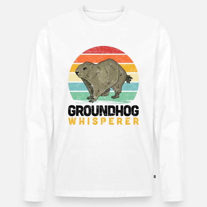 Murmeltier Flüsterer lustiger Nagetier Spruch - Männer Premium Bio Langarmshirt - Weiß