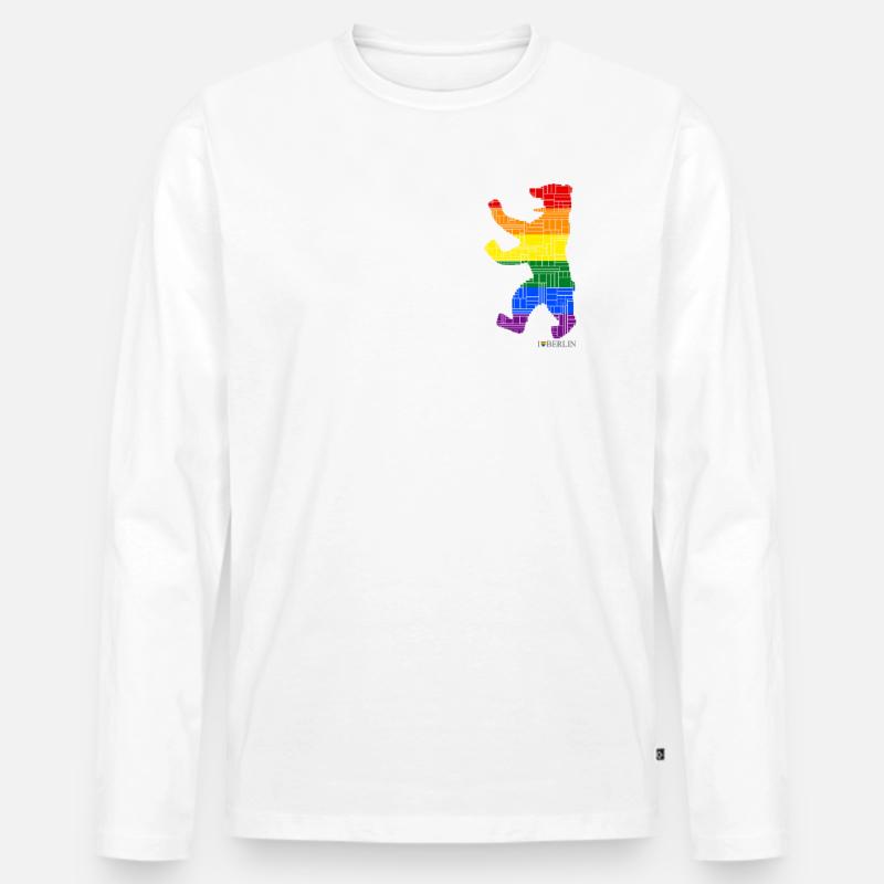 Berliner Bär - Berlin Pride Edition - Männer Premium Bio Langarmshirt - Weiß