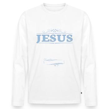 Jesus Christus kommt bald. Bist du bereit? - Männer Premium Bio Langarmshirt - Weiß - Vorne - Nico (187cm)