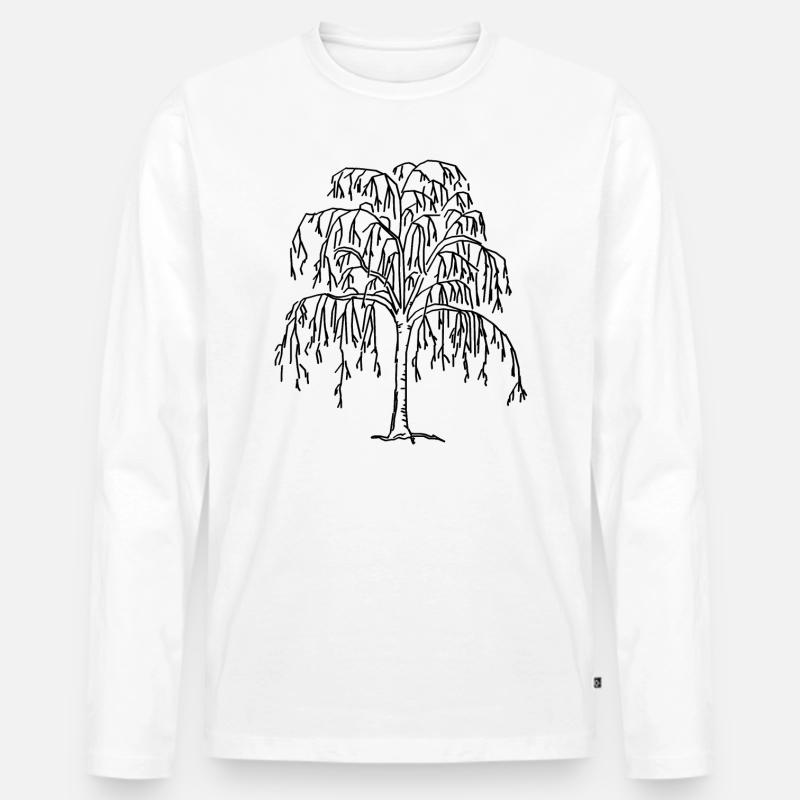 Baum - Männer Premium Bio Langarmshirt - Weiß
