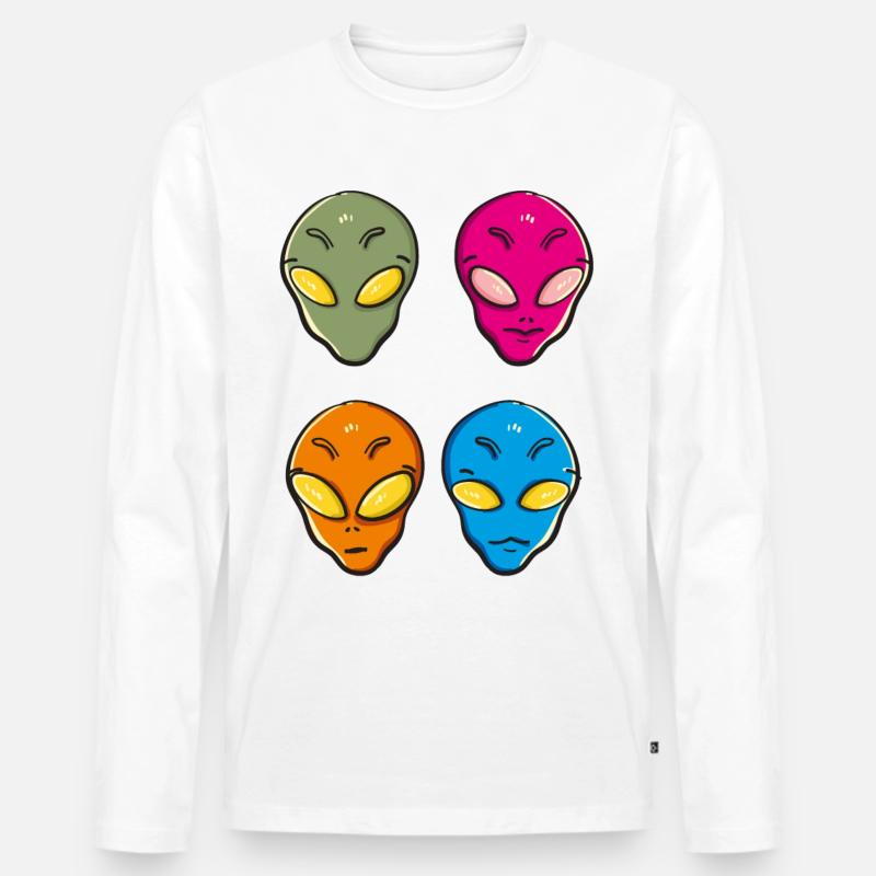 UFO - Männer Premium Bio Langarmshirt - Weiß