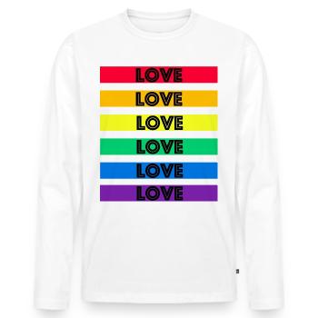 Love Shirt Gay LGBT Shirt Love is Love CSD Rainbow - T-shirt manches longues Premium bio Homme - blanc - Devant - Nico (187cm)
