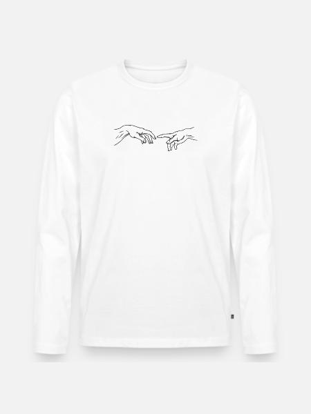 Michelangelo Skabelsen af Adam Minimalist - Premium økologisk langærmet T-shirt til mænd - hvid