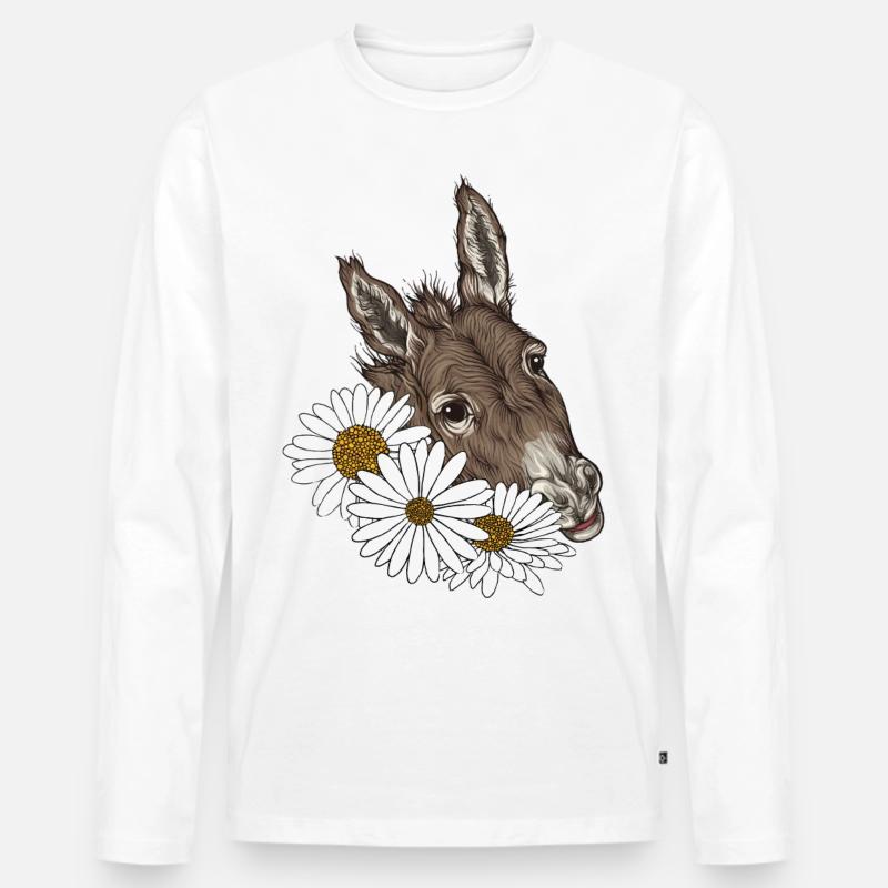 ESELKOPF - Männer Premium Bio Langarmshirt - Weiß