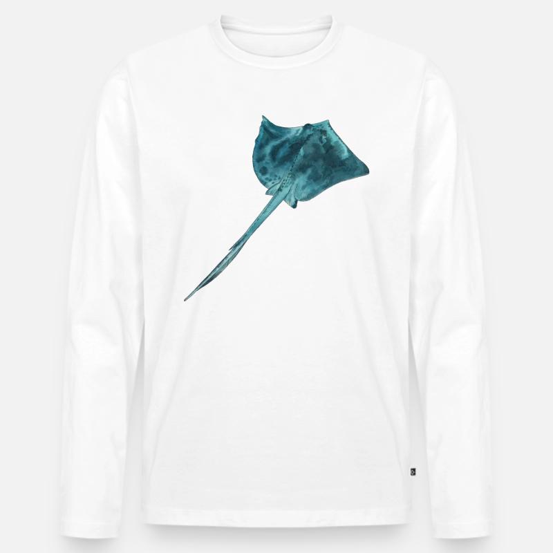 Rochen Mantarochen Stachelrochen Riff Tauchen - Männer Premium Bio Langarmshirt - Weiß