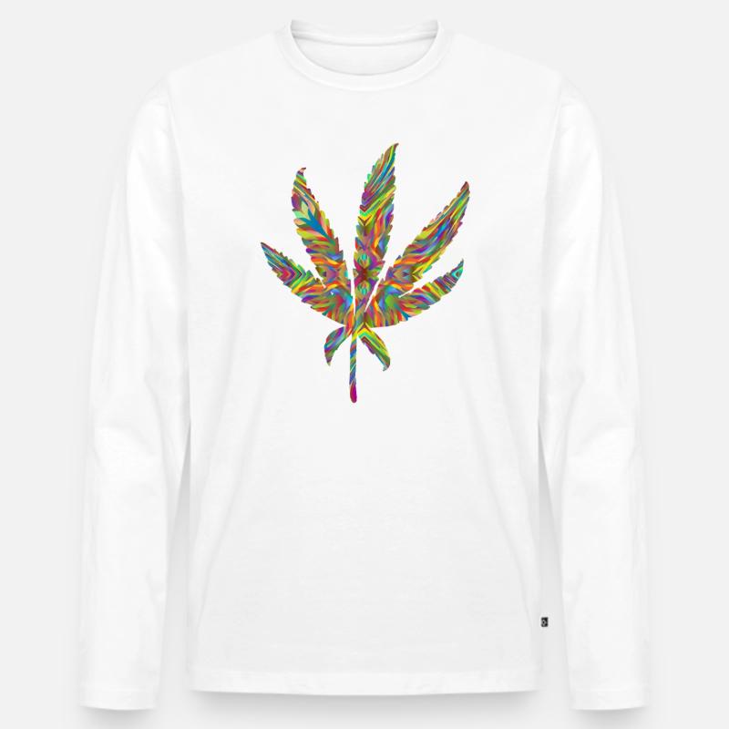 Hanfblatt psychedelisch 2 - Männer Premium Bio Langarmshirt - Weiß