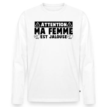 MA FEMME - T-shirt manches longues Premium bio Homme - blanc - Devant - Nico (187cm)
