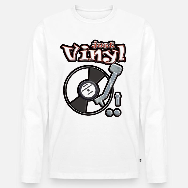 Just Vinyl Turntable metallic - Männer Premium Bio Langarmshirt - Weiß