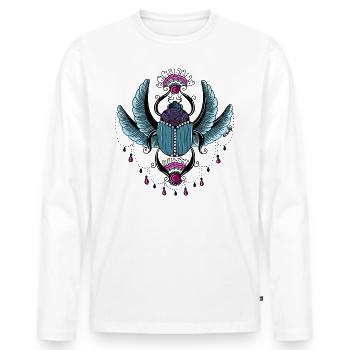 Sacred Beatle Turquoise - Men's Premium Organic Long Sleeve Shirt - white - Front - Nico (187cm)
